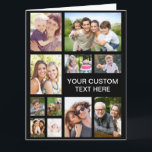 Custom Photo Collage Large Card<br><div class="desc">A custom photo collage keepsake large card for any occasion (birthday, engagement, father's day, mother's day, anniversary, etc). Personalise with eleven photos of family, friends, pets, memories, events, travels, etc. and add one or two lines of text in simple white typography against a black background. On the inside, add your...</div>