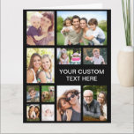 Custom Photo Collage Large Card<br><div class="desc">A custom photo collage keepsake large card for any occasion (birthday, engagement, father's day, mother's day, anniversary, etc). Personalise with eleven photos of family, friends, pets, memories, events, travels, etc. and add one or two lines of text in simple white typography against a black background. On the inside, add your...</div>