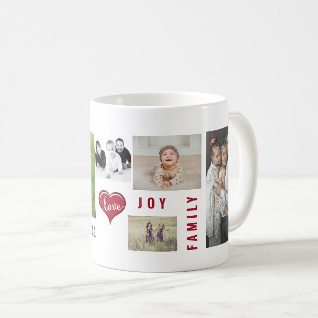 Custom Photo Collage Love Joy Family Coffee Mug (Front Right)