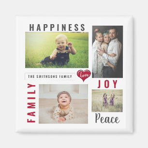 Custom Photo Collage Love Joy Family Magnet