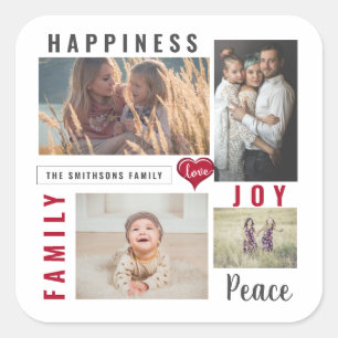 Custom Photo Collage Love Joy Family Square Sticker
