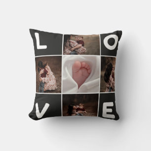 Custom Photo Collage LOVE Pillow - Personalised 