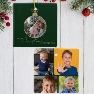 custom photo collage Merry Christmas bauble Ceramic Ornament