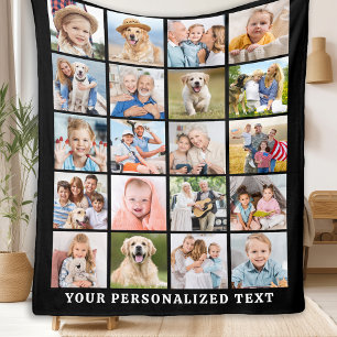 Custom Photo Collage Modern Family 20 Picture Fleece Blanket