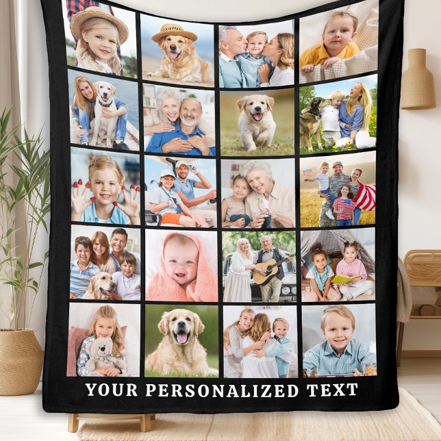 Custom Photo Collage Modern Family 20 Picture Fleece Blanket (Creator Uploaded)