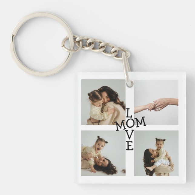 Custom Photo Collage Mom Keychain (Front)