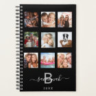 Custom photo collage monogram black modern 2022