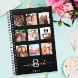 Custom photo collage monogram black modern 2026 planner<br><div class="desc">Make your own unique family photo collage as a gift or for yourself. Use four, 9 of your favorite photos of your family, friends, dream travel destination or pet! Personalize and add a name and your monogram letter. The name is written with a modern hand lettered style script with swashes....</div>