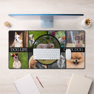 Custom Photo Collage Monogram Home Office Desk Mat