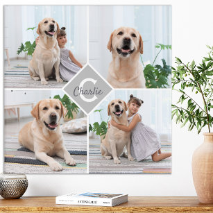 Custom Photo Collage Monogram Name Dog Acrylic Print