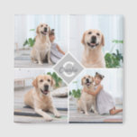 Custom Photo Collage Monogram Name Dog Magnet<br><div class="desc">Celebrate your best friend with a custom Monogram Pet Photo Collage magnet . When you have so many fun memories and photos , one photo isn't enough . Our Dog Photo magnet has four photos. Whether you have a new puppy , or to memorialize all the special moments thru each...</div>