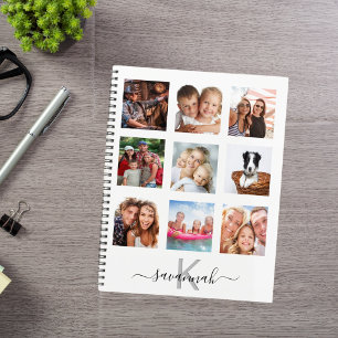 Custom photo collage monogram white 2025 planner