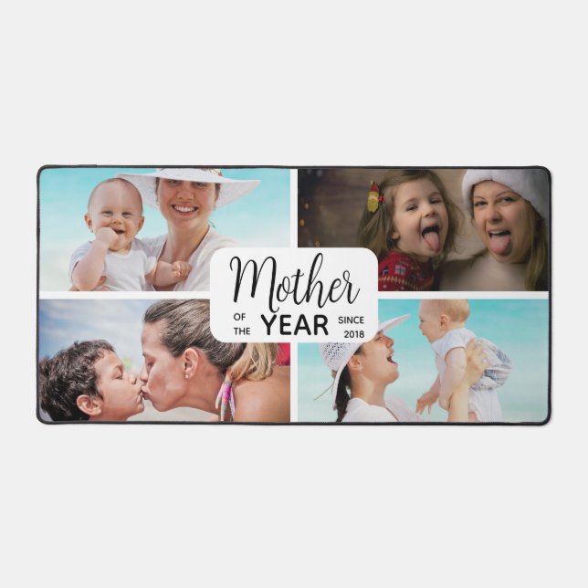 Custom Photo Collage Mother Of Year Mothers Day Desk Mat (Front)