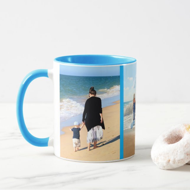 Custom Photo Collage Mug with Your Photos Design (With Donut)