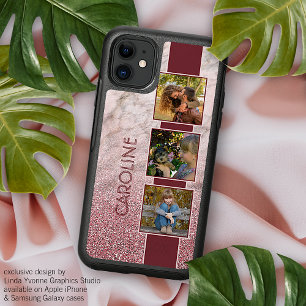 Custom Photo Collage On Blush Pink Marble Pattern