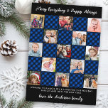 Custom Photo Collage Patchwork Christmas Plaid Holiday Card<br><div class="desc">Unique Quilt Design with Blue and Black Buffalo Plaid Celebrate the warmth and joy of the holiday season with our Christmas Card Photo Collage, featuring a unique quilt-style design. This eye-catching card combines the classic charm of blue and black buffalo plaid with a delightful patchwork layout, making it a perfect...</div>