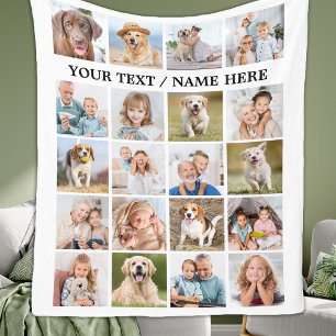 Custom Photo Collage Personalised 20 Picture Cute  Fleece Blanket