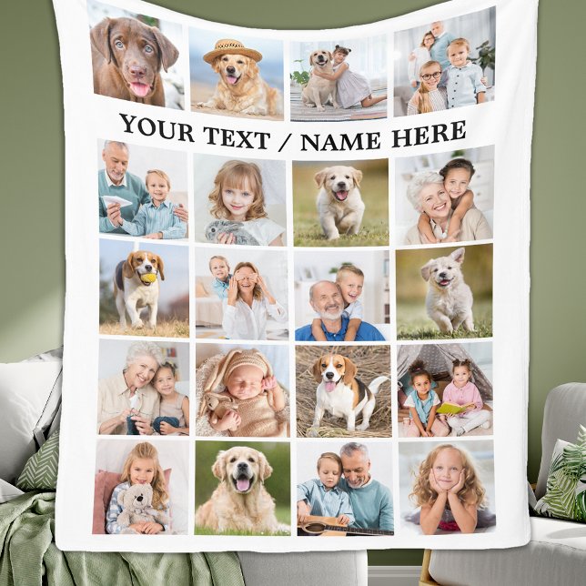 Custom Photo Collage Personalised 20 Picture Cute  Fleece Blanket (Creator Uploaded)