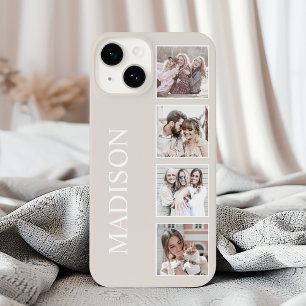 Custom Photo Collage Personalised Beige iPhone 14 Case