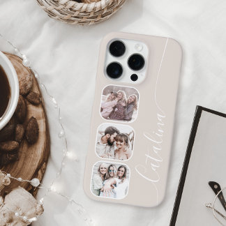 Custom Photo Collage Personalised Beige iPhone 16 Pro Case
