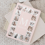 Custom Photo Collage Personalised Blush Pink iPad Pro Cover<br><div class="desc">Create your own personalised 16 photo collage,  ipad smart cover blush pink background. The ipad smart cover face also features your monogram. Add your favourite photos,  designs or artworks to create something really unique.</div>