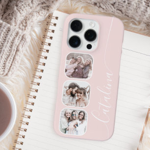 Custom Photo Collage Personalised Blush Pink iPhone 16 Pro Case