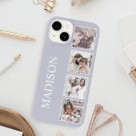 Custom Photo Collage Personalised Lavender iPhone 14 Case<br><div class="desc">Customise your phone with our lavender case,  featuring a personalised name and monogram,  along with up to 4 of your favourite photos. Create a unique and stylish accessory that reflects your personality and style. Our high-quality cases offer durable protection for your device while showcasing your personal touch.</div>