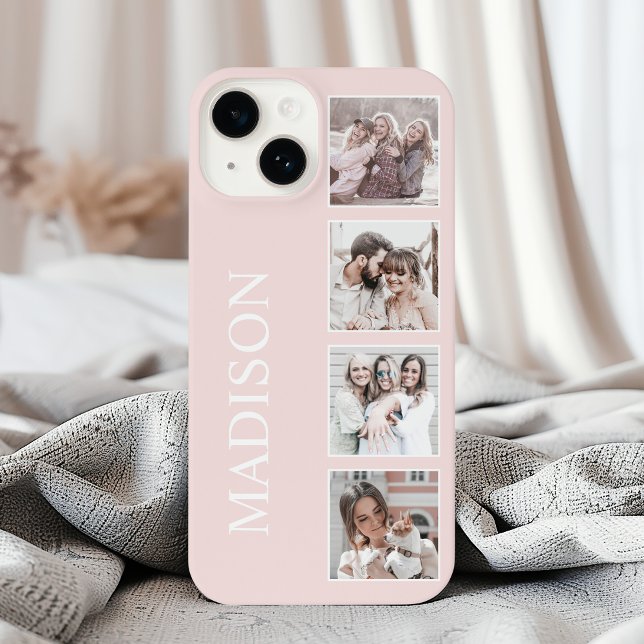 Custom Photo Collage Personalised Pink iPhone 16 Case (Creator Uploaded)