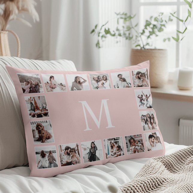Custom Photo Collage Personalised Pink Pillowcase (Creator Uploaded)