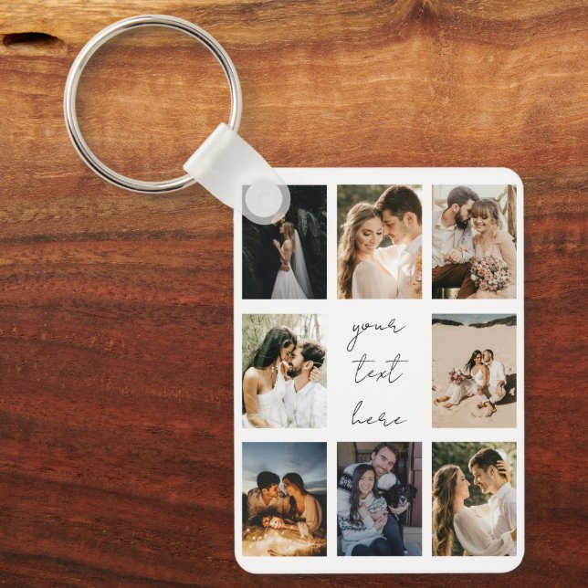 Custom Photo Collage Personalized Picture Family Key Ring (Front)