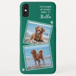 Custom Photo Collage Pet Dog Cat Name Cute Photo iPhone XS Max Case<br><div class="desc">You Make My Heart Smile ... Now you can carry your best friend with you wherever you go with this custom dog pet photo iPhone case . This 2 photo collage with heart and paw print design is trendy, elegant, cool and cute. Customise with your favourite dog photo, cat photo,...</div>