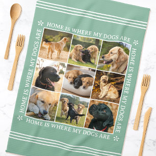 Custom Photo Collage Pet Dog Love Soft Green Tea Towel
