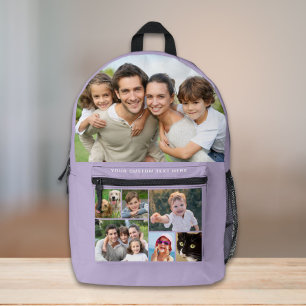 Custom Photo Collage Purple Printed Backpack