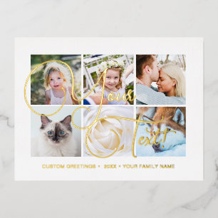 Custom Photo Collage Real Foil Calligraphy Cards