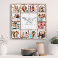 Custom Photo Collage Rose Gold Glitter Friendship