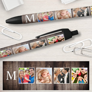 Custom Photo Collage Rustic Farmhouse Family Black Ink Pen