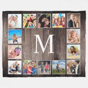 Custom Photo Collage Rustic Farmhouse Family Fleece Blanket