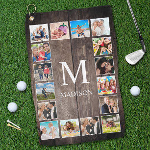 Custom Photo Collage Rustic Farmhouse Family Golf Towel