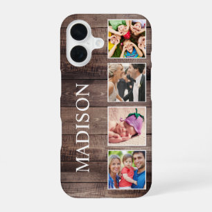 Custom Photo Collage Rustic Farmhouse Family iPhone 16 Case