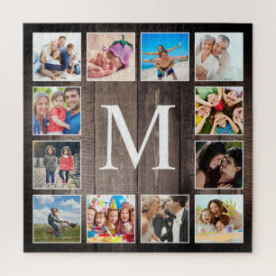 Custom Photo Collage Rustic Farmhouse Family Jigsaw Puzzle