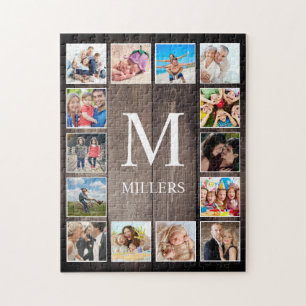 Custom Photo Collage Rustic Farmhouse Family Jigsaw Puzzle