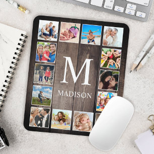 Custom Photo Collage Rustic Farmhouse Family Mouse Mat