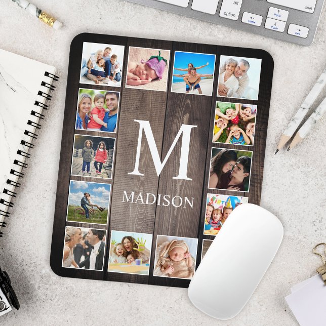 Custom Photo Collage Rustic Farmhouse Family Mouse Mat (Creator Uploaded)