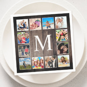 Custom Photo Collage Rustic Farmhouse Family Napkin