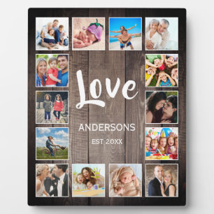 Custom Photo Collage Rustic Farmhouse Family Plaque