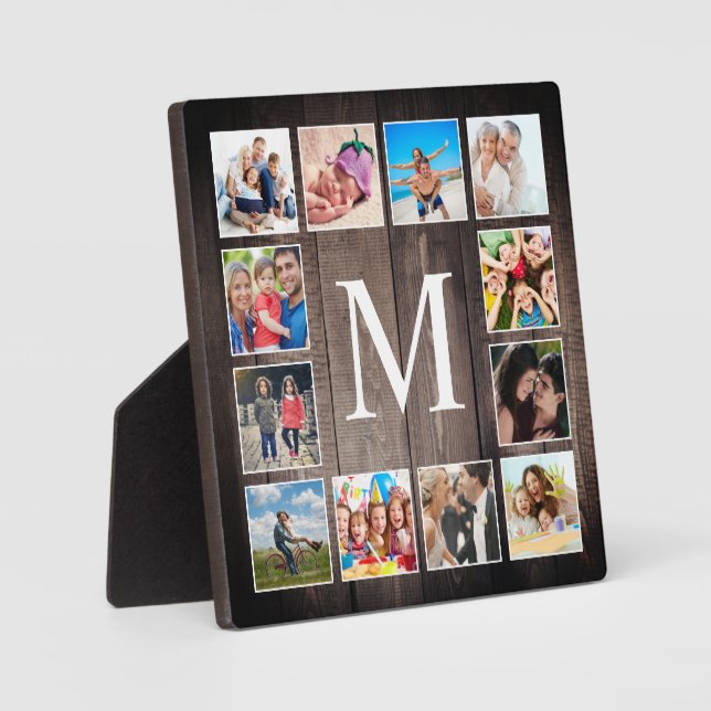 Custom Photo Collage Rustic Farmhouse Family Plaque (Front)