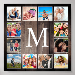 Custom Photo Collage Rustic Farmhouse Family Poster