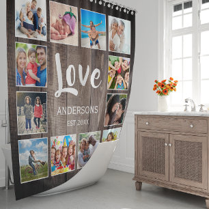 Custom Photo Collage Rustic Farmhouse Family Shower Curtain