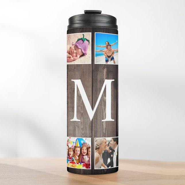 Custom Photo Collage Rustic Farmhouse Family Thermal Tumbler (Creator Uploaded)