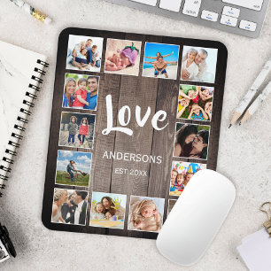 Custom Photo Collage Rustic Farmhouse Love Family Mouse Mat